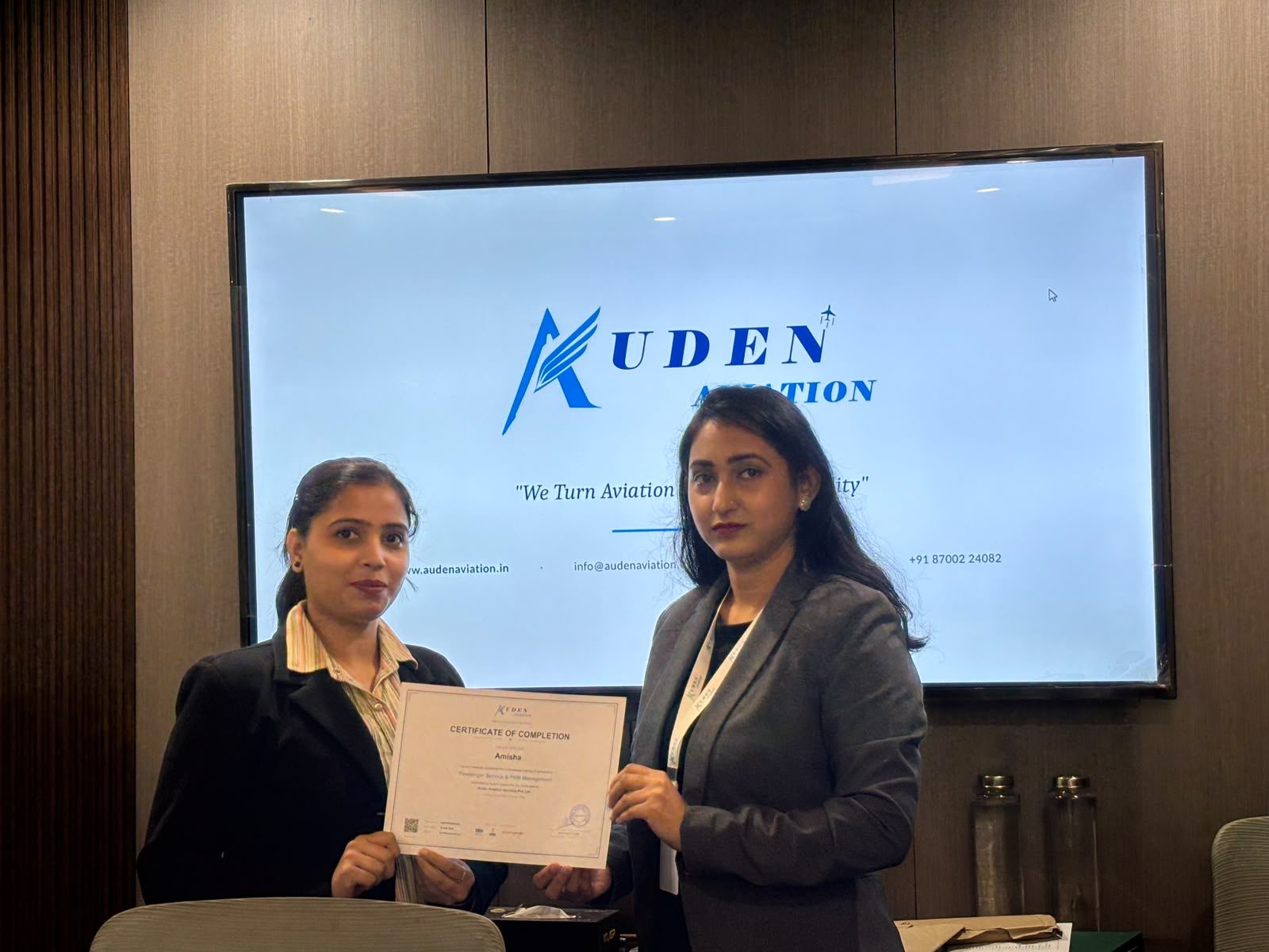 Auden Aviation training — certificate ceremony