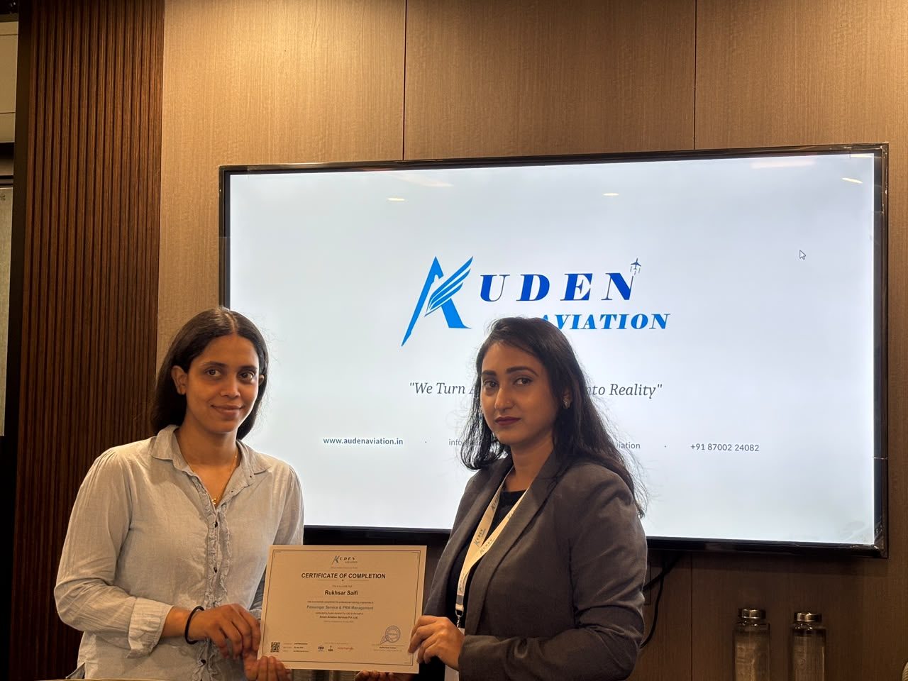 Auden Aviation training — certificate ceremony