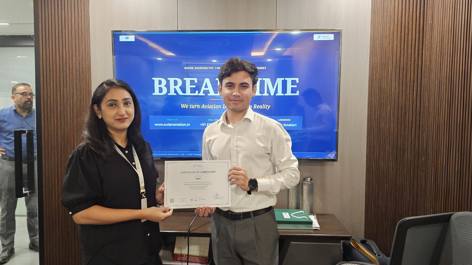 Auden Aviation training — certificate ceremony