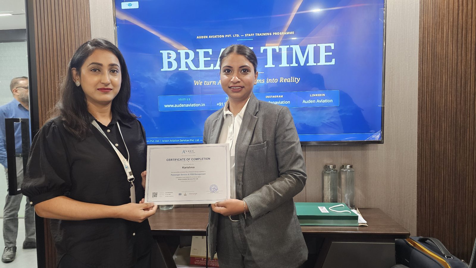 Auden Aviation training — certificate ceremony